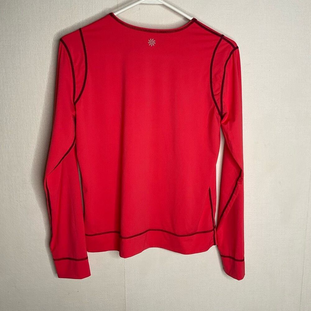 Athleta Shirt Womens Size M/L Coral Rash Guard Kangaroo Pocket UPF Swim Surf Top - Picture 10 of 11